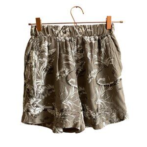 Anine Bing Tropical Print Candice Shorts Sz XS relaxed fit green white summer